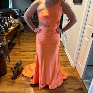 Orange prom/pageant dress with side cut out